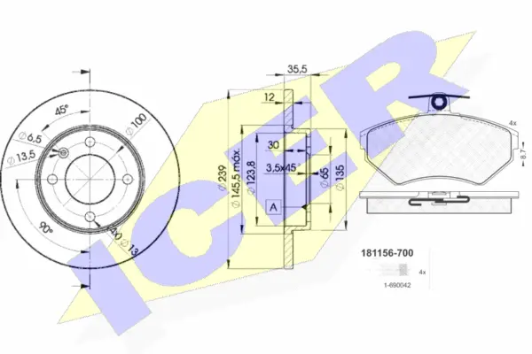 31156-3300 ICER Комплект тормозов, дисковый тормозной механизм (фото 1)