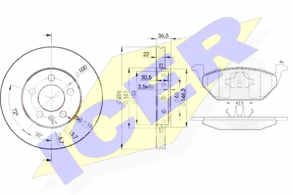 31184-5602 ICER Комплект тормозов, дисковый тормозной механизм (фото 1)