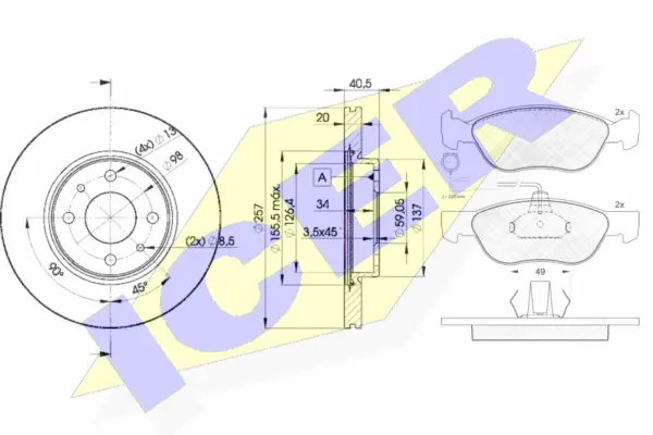 31243-5056 ICER Комплект тормозов, дисковый тормозной механизм (фото 1)