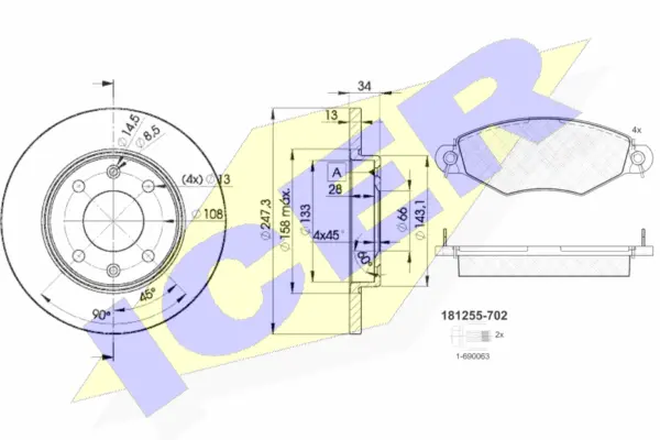 31255-4298 ICER Комплект тормозов, дисковый тормозной механизм (фото 1)