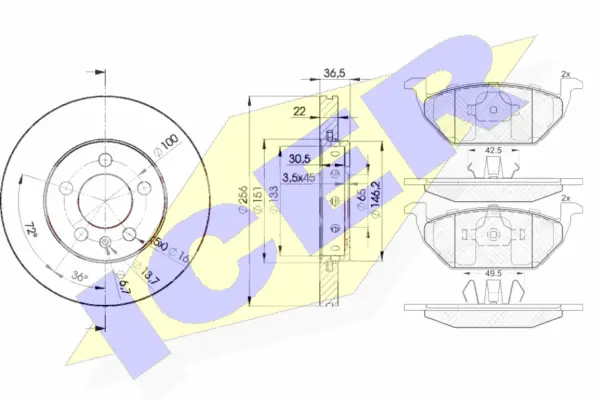 31338-5602 ICER Комплект тормозов, дисковый тормозной механизм (фото 1)
