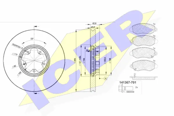 31367-5613 ICER Комплект тормозов, дисковый тормозной механизм (фото 1)