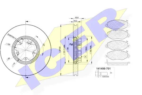 31498-5612 ICER Комплект тормозов, дисковый тормозной механизм (фото 1)
