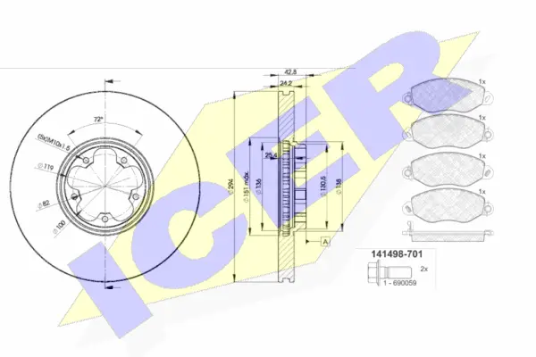 31498-5613 ICER Комплект тормозов, дисковый тормозной механизм (фото 1)