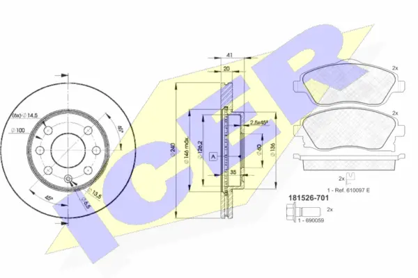 31526-9021 ICER Комплект тормозов, дисковый тормозной механизм (фото 1)