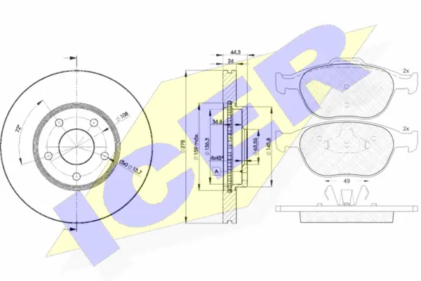 31537-5980 ICER Комплект тормозов, дисковый тормозной механизм (фото 1)