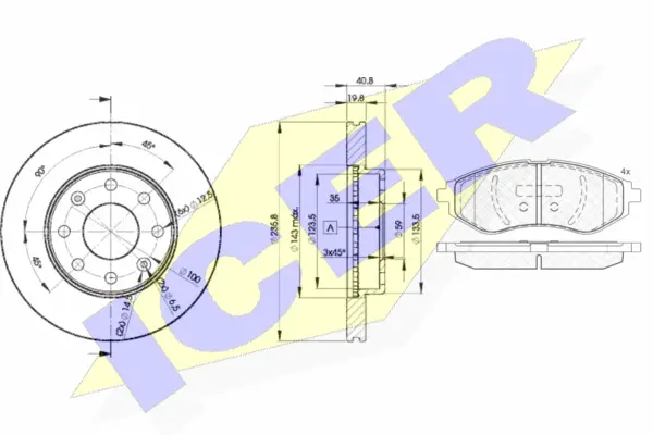 31566-4633 ICER Комплект тормозов, дисковый тормозной механизм (фото 1)