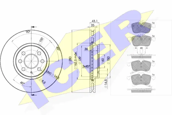 31592-9007 ICER Комплект тормозов, дисковый тормозной механизм (фото 1)