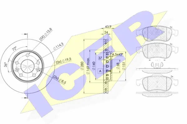 31915-4022 ICER Комплект тормозов, дисковый тормозной механизм (фото 1)