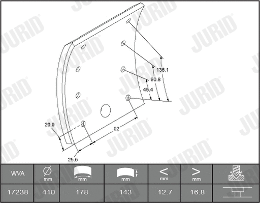 1723805050 JURID Комплект тормозных башмаков, барабанные тормоза (фото 1)