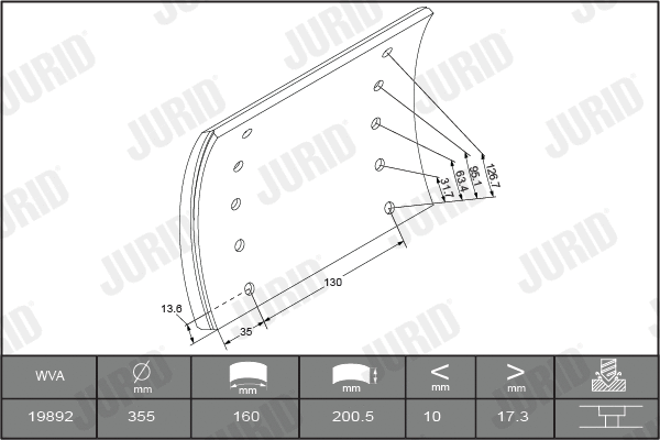 1989204040 JURID Комплект тормозных башмаков, барабанные тормоза (фото 1)
