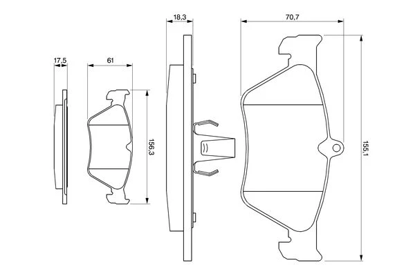 0 986 461 129 BOSCH Комплект тормозных колодок, дисковый тормоз (фото 2)