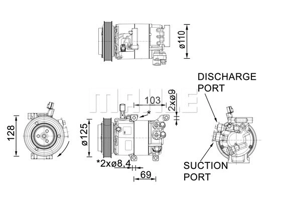 ACP 1458 000P KNECHT/MAHLE Компрессор, кондиционер (фото 2)