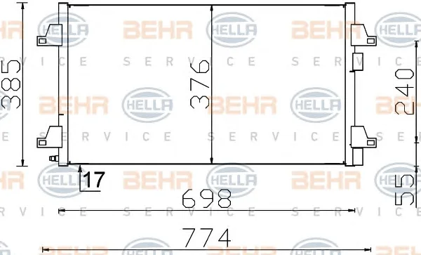 8FC 351 300-344 BEHR/HELLA/PAGID Радиатор кондиционера (фото 2)
