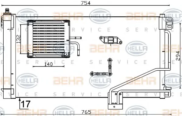 8FC 351 301-344 BEHR/HELLA/PAGID Радиатор кондиционера (фото 2)