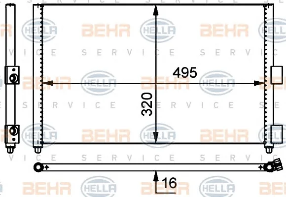 8FC 351 301-701 BEHR/HELLA/PAGID Радиатор кондиционера (фото 1)