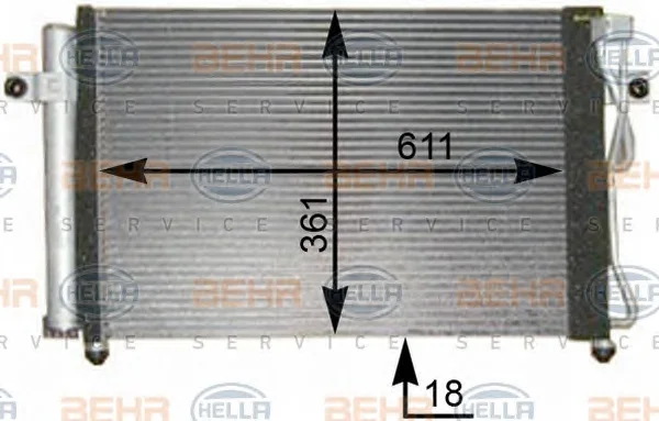 8FC 351 302-291 BEHR/HELLA/PAGID Радиатор кондиционера (фото 1)