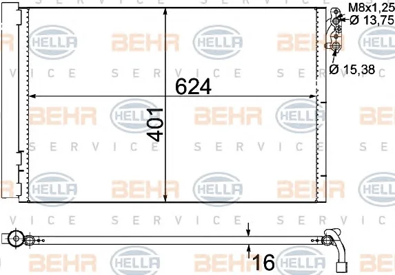 8FC 351 302-611 BEHR/HELLA/PAGID Радиатор кондиционера (фото 1)