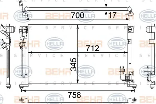 8FC 351 304-231 BEHR/HELLA/PAGID Радиатор кондиционера (фото 1)