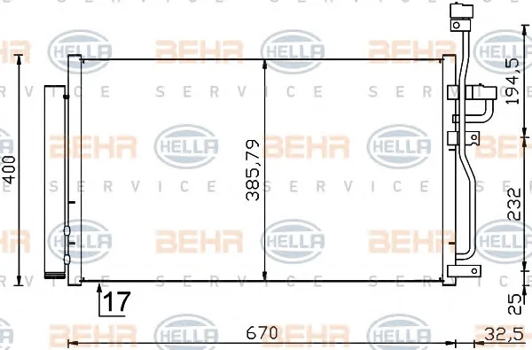 8FC 351 319-191 BEHR/HELLA/PAGID Радиатор кондиционера (фото 1)