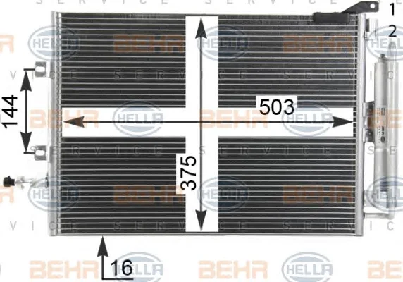 8FC 351 319-251 BEHR/HELLA/PAGID Радиатор кондиционера (фото 1)