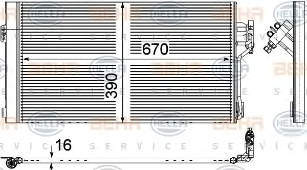 8FC 351 343-001 BEHR/HELLA/PAGID Радиатор кондиционера (фото 1)