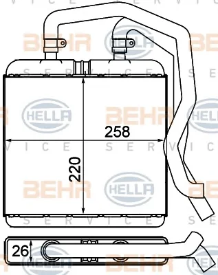 8FH 351 000-601 BEHR/HELLA/PAGID Радиатор отопителя салона (фото 1)