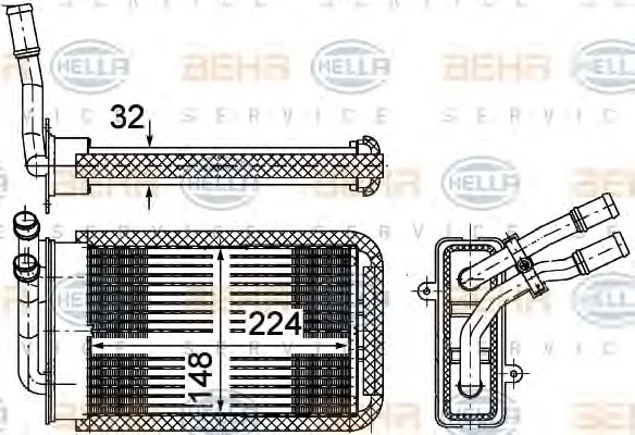 8FH 351 002-141 BEHR/HELLA/PAGID Радиатор отопителя салона (фото 1)