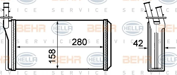 8FH 351 308-401 BEHR/HELLA/PAGID Радиатор отопителя салона (фото 1)