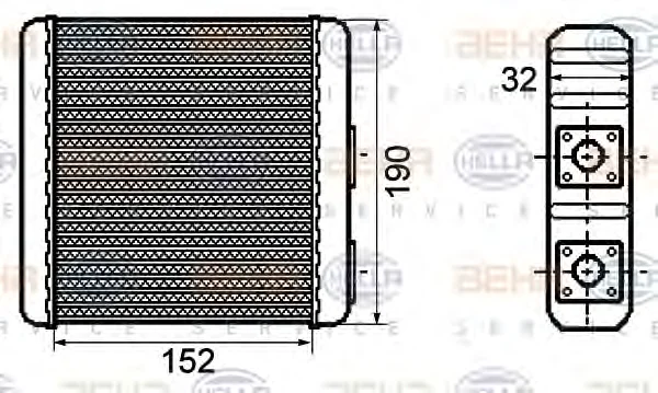 8FH 351 308-441 BEHR/HELLA/PAGID Радиатор отопителя салона (фото 1)