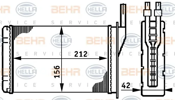 8FH 351 311-051 BEHR/HELLA/PAGID Радиатор отопителя салона (фото 1)