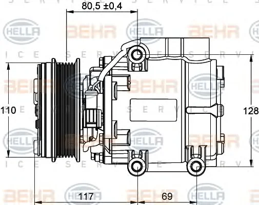 8FK 351 109-201 BEHR/HELLA/PAGID Компрессор кондиционера (фото 1)