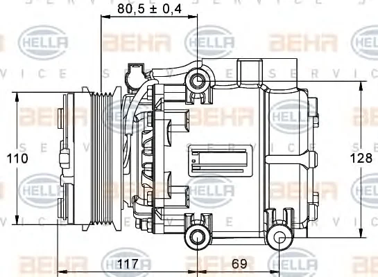 8FK 351 113-411 BEHR/HELLA/PAGID Компрессор кондиционера (фото 1)