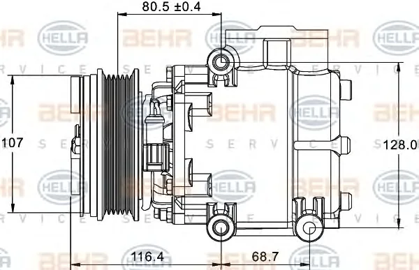 8FK 351 334-101 BEHR/HELLA/PAGID Компрессор кондиционера (фото 1)