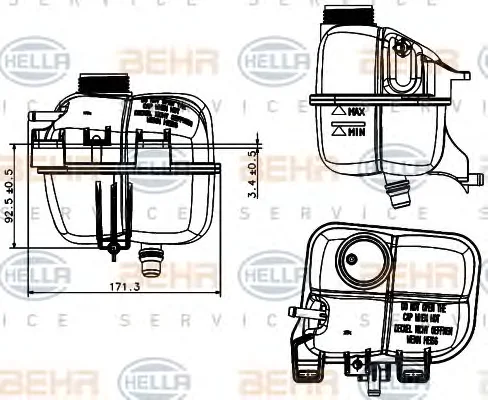 8MA 376 737-221 BEHR/HELLA/PAGID Расширительный бачок охлаждающей жидкости (фото 1)