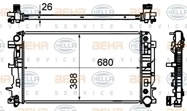 8MK 376 701-011 BEHR/HELLA/PAGID Радиатор охлаждения двигателя (фото 1)