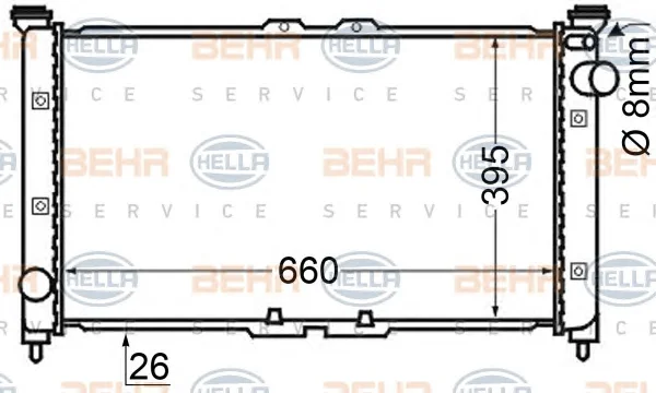 8MK 376 705-601 BEHR/HELLA/PAGID Радиатор охлаждения двигателя (фото 1)