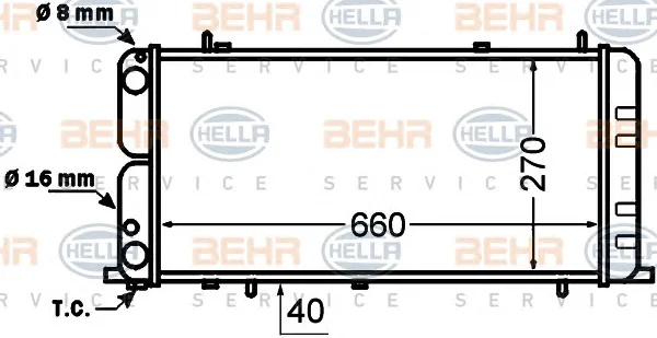 8MK 376 705-731 BEHR/HELLA/PAGID Радиатор охлаждения двигателя (фото 1)