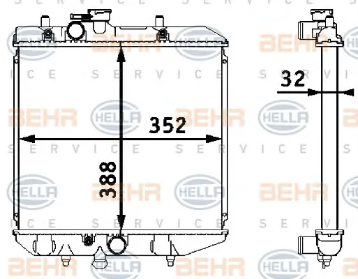 8MK 376 708-281 BEHR/HELLA/PAGID Радиатор охлаждения двигателя (фото 1)