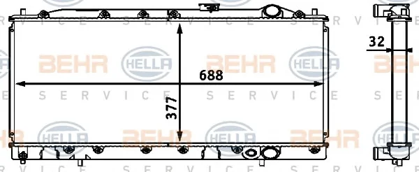 8MK 376 708-331 BEHR/HELLA/PAGID Радиатор охлаждения двигателя (фото 1)