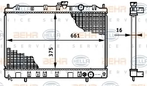 8MK 376 708-641 BEHR/HELLA/PAGID Радиатор охлаждения двигателя (фото 1)