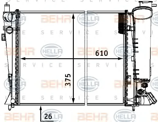 8MK 376 711-491 BEHR/HELLA/PAGID Радиатор охлаждения двигателя (фото 1)