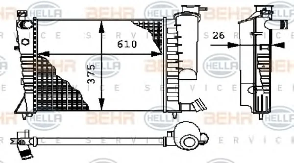 8MK 376 712-611 BEHR/HELLA/PAGID Радиатор охлаждения двигателя (фото 1)