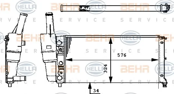 8MK 376 713-544 BEHR/HELLA/PAGID Радиатор охлаждения двигателя (фото 1)