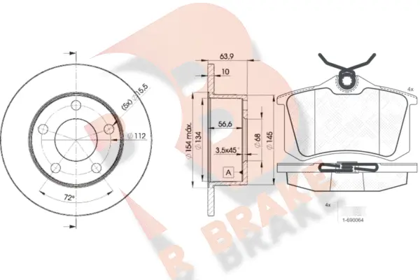 3R06974060 R BRAKE Комплект тормозов, дисковый тормозной механизм (фото 1)