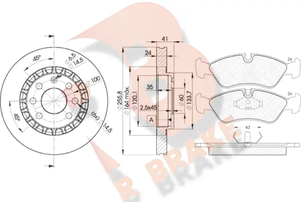 3R07589042 R BRAKE Комплект тормозов, дисковый тормозной механизм (фото 1)