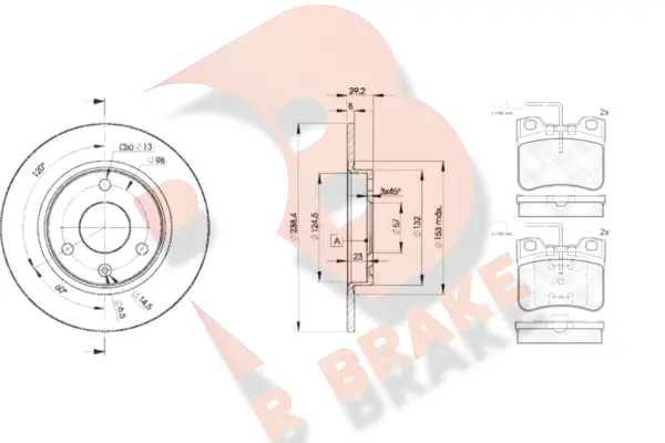 3R07887199 R BRAKE Комплект тормозов, дисковый тормозной механизм (фото 1)