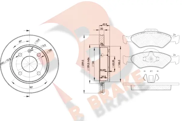 3R13441064 R BRAKE Комплект тормозов, дисковый тормозной механизм (фото 1)