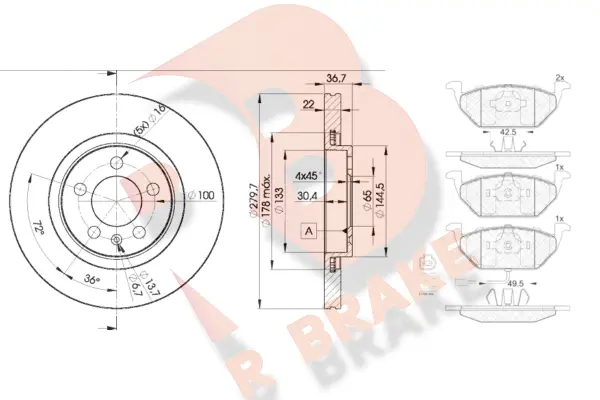 3R13495603 R BRAKE Комплект тормозов, дисковый тормозной механизм (фото 1)