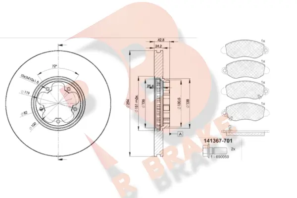 3R13675613 R BRAKE Комплект тормозов, дисковый тормозной механизм (фото 1)